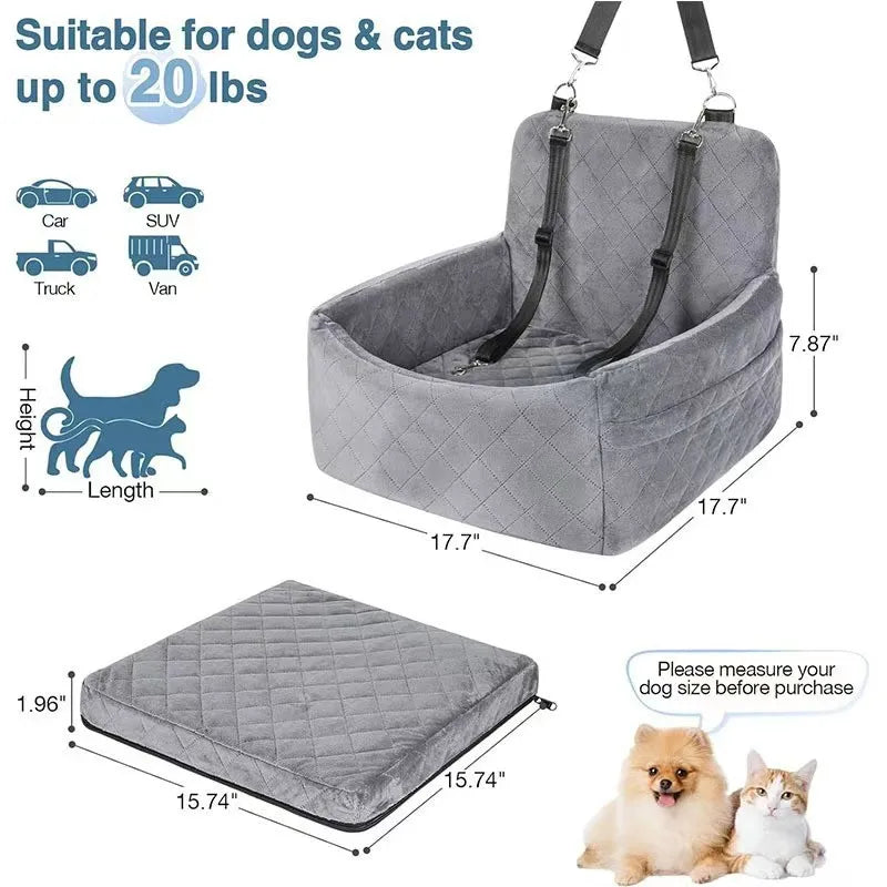 Pet Car Seat Mat, Portable Dog Booster Seat, Anti-Dirt Car Seat for Dogs, Car Dog Bed